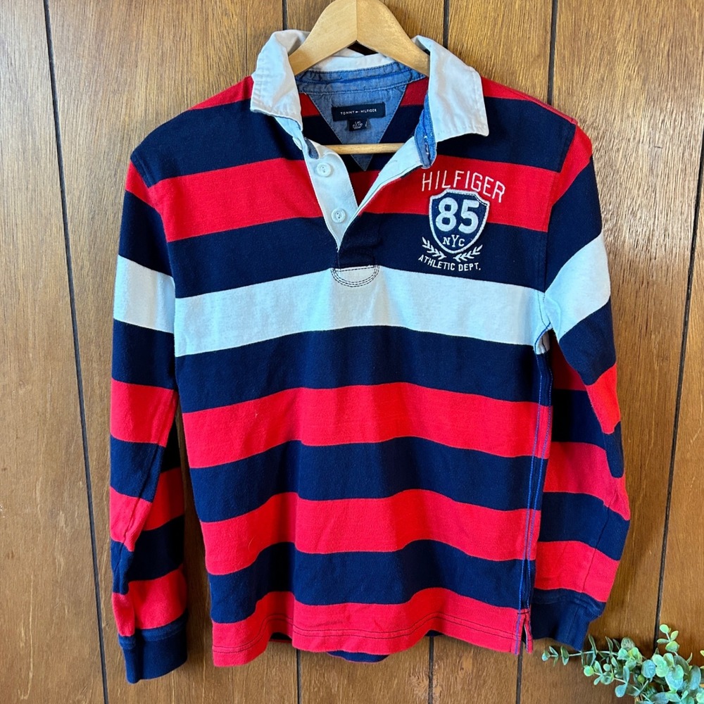 Vintage‎ y2k Tommy Hilfiger Rugby Polo Red White Blue Preppy Academia Heritage